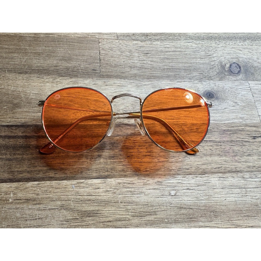 Rainbow Optx Round Sunglasses Orange Revitalizing Round Gold  w Orange Lenses